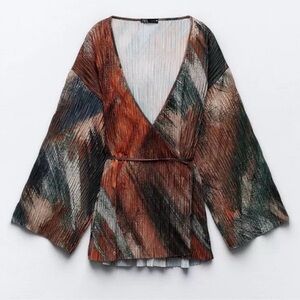 Zara Wrap Kimono Multicolor NWT Pleated